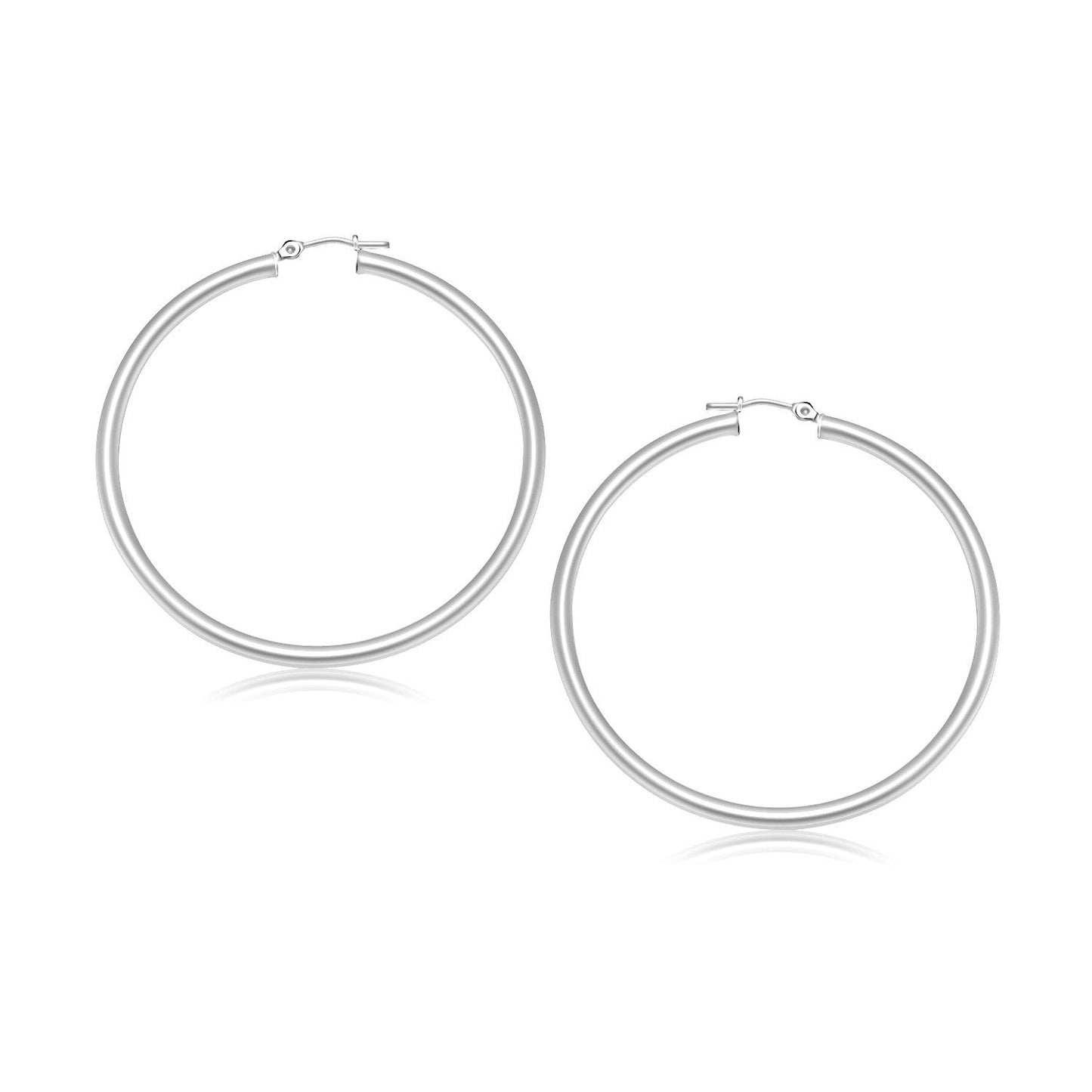 Pendientes de aro pulidos de oro blanco de 14k (30 mm)