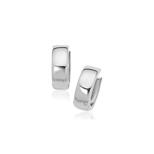 Pendientes de aro Snuggable de oro blanco de 10k