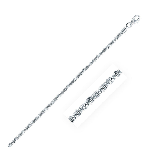 Cadena de plata esterlina estilo Sparkle de 2.2 mm con baño de rodio