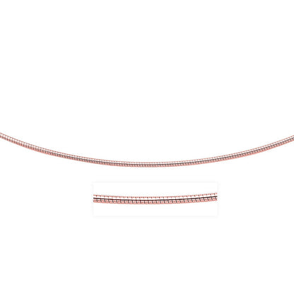 Cadena estilo Omega redonda de oro rosa de 14k