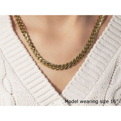 Cadena de oro amarillo de 14k pulida estilo cubano de Miami