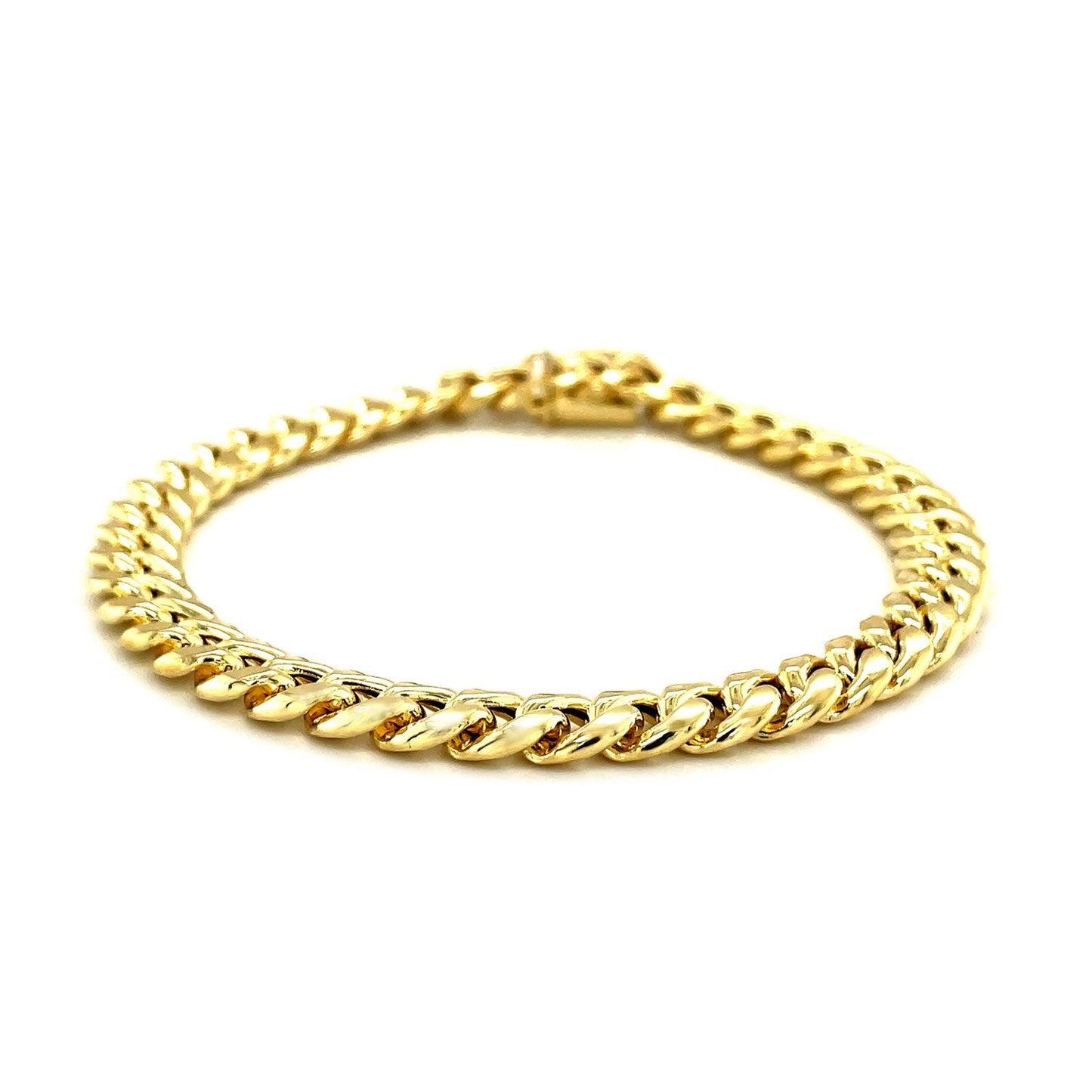 Pulsera semirrígida cubana Miami de oro amarillo de 14k y 7,5 mm