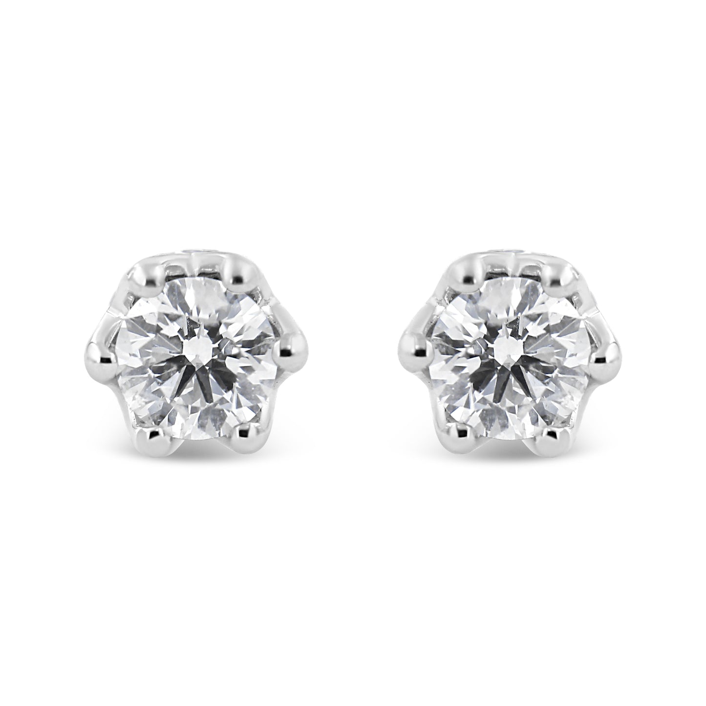 Pendientes de oro blanco de 14 quilates con diseño de corona y diamante redondo de 1/2 quilate (color I-J, claridad I1-I2)