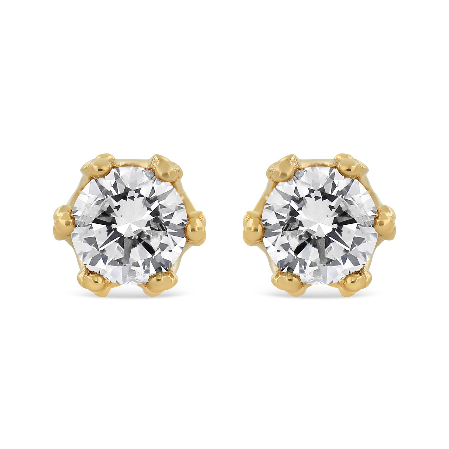 Pendientes de oro blanco de 14 quilates con diseño de corona y diamante redondo de 1/2 quilate (color I-J, claridad I1-I2)