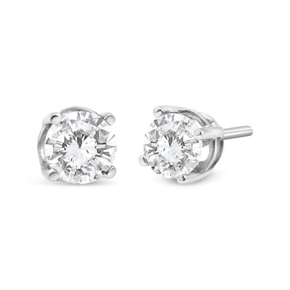 Pendientes clásicos de tuerca de oro blanco de 14K con diamante cultivado de 3/4 Cttw y 4 puntas (color F-G, claridad VS2-SI1)