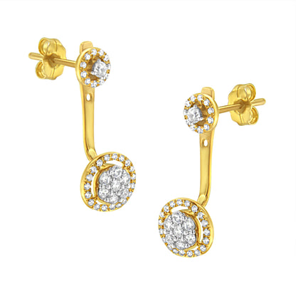 Pendientes de oro amarillo de 14 quilates laminado sobre plata de ley .925 con diamantes de 5/8 quilates totales, diseño de tachuela y colgante removibles (color I-J, pureza I2-I3)