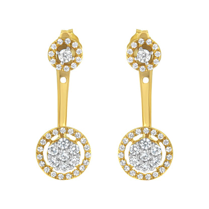 Pendientes de oro amarillo de 14 quilates laminado sobre plata de ley .925 con diamantes de 5/8 quilates totales, diseño de tachuela y colgante removibles (color I-J, pureza I2-I3)