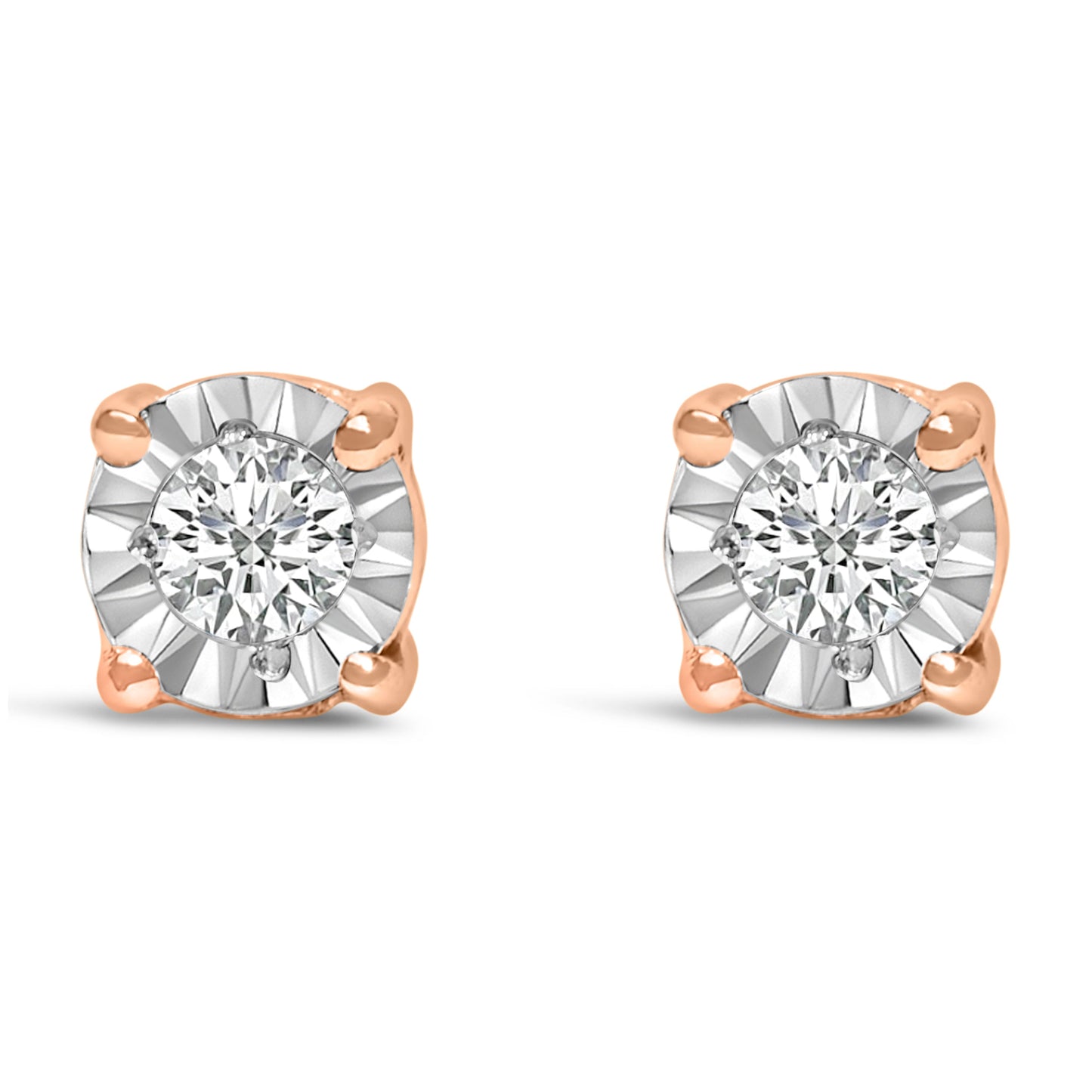 Pendientes de Plata Fina .925 con 1/10 Cttw de Diamantes Redondos Brillantes Creados en Laboratorio engastados en milagro (Color F-G, Claridad VS1-VS2)