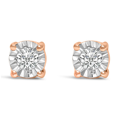 Pendientes de Plata Fina .925 con 1/10 Cttw de Diamantes Redondos Brillantes Creados en Laboratorio engastados en milagro (Color F-G, Claridad VS1-VS2)