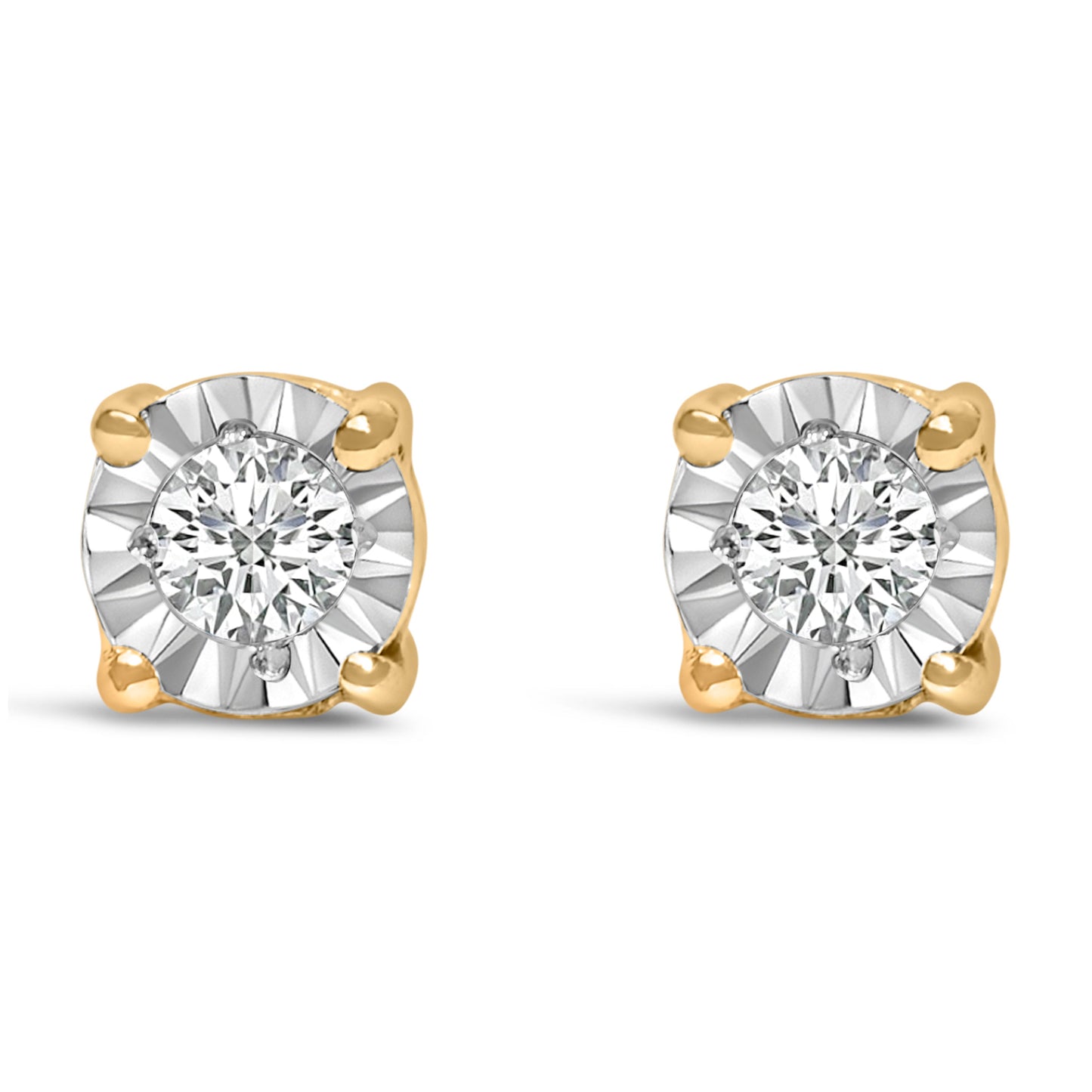 Pendientes de Plata Fina .925 con 1/10 Cttw de Diamantes Redondos Brillantes Creados en Laboratorio engastados en milagro (Color F-G, Claridad VS1-VS2)