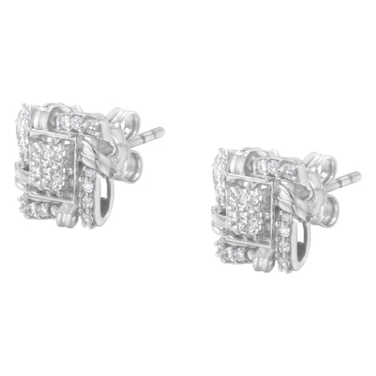 Aretes de diamante de talla redonda de 1/2 quilate en plata esterlina .925 (color I-J, claridad I1-I2)