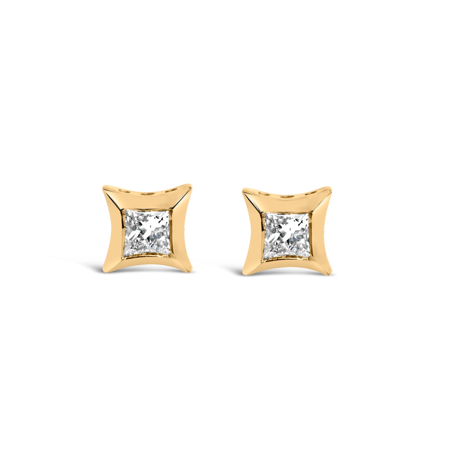 Pendientes de oro blanco de 10 qt con diamantes de talla princesa de 1/5 qt engastados invisibles (color H-I, claridad SI2-I1)
