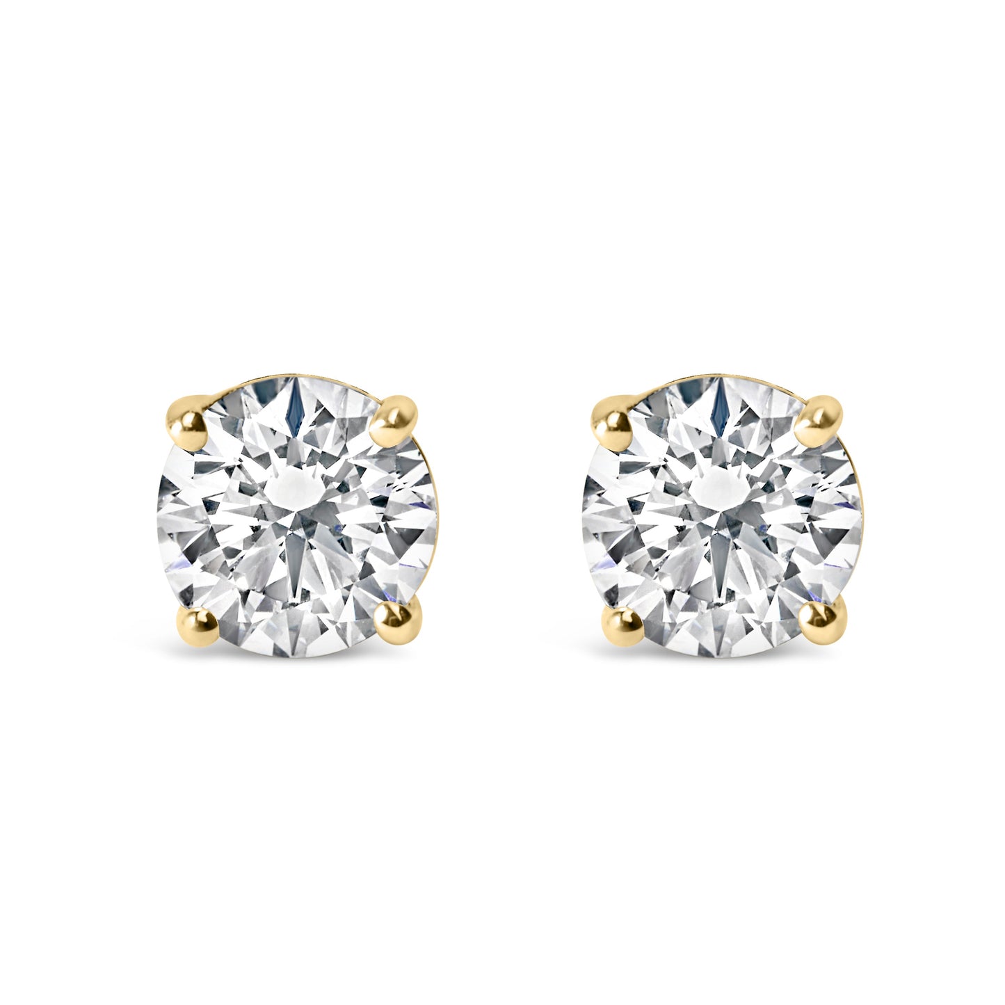 Pendientes solitario clásicos de oro blanco de 14 quilates con diamantes blancos cultivados en laboratorio de talla brillante redonda de 1,0 quilates (color F-G, claridad VS1-VS2)