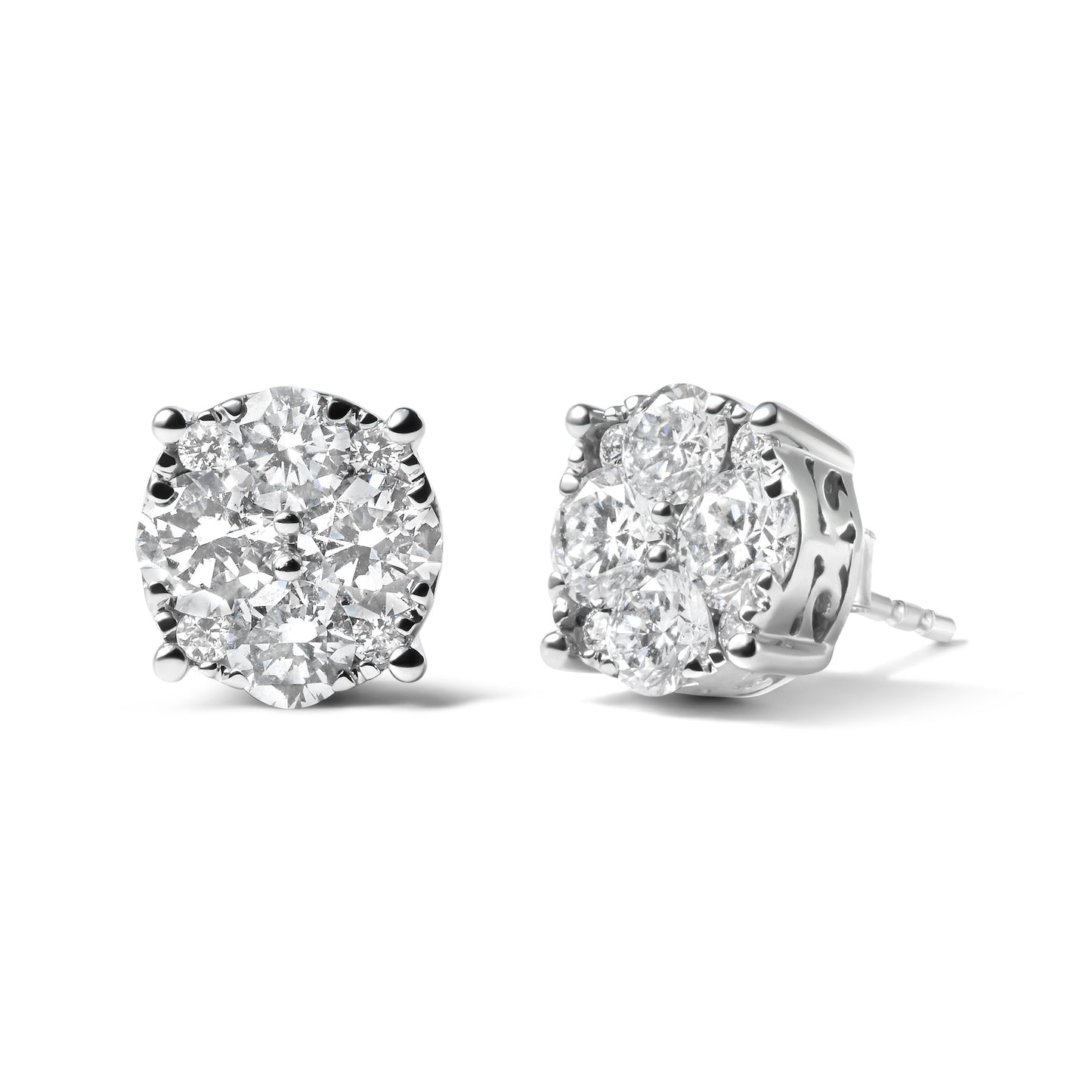 Pendientes de oro blanco de 14 quilates con diamantes de laboratorio de 2,00 quilates en total (color G-H, claridad VS1-VS2)