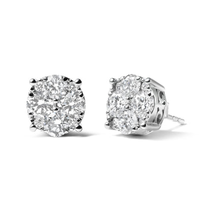 Pendientes de oro blanco de 14 quilates con diamantes de laboratorio de 2,00 quilates en total (color G-H, claridad VS1-VS2)
