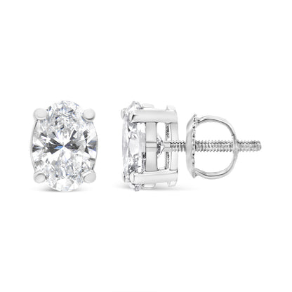 Pendientes de botón solitario ovalados de 1,00 Cttw de diamante cultivado en laboratorio de oro blanco de 14K (color F-G, claridad VS2-SI1)