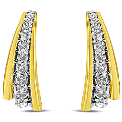 Pendientes Huggie Graduados con Diamantes Redondos de 0,50 ct en Plata Fina .925 Chapados en Oro Amarillo de 10K (Color I-J, Claridad I2-I3)