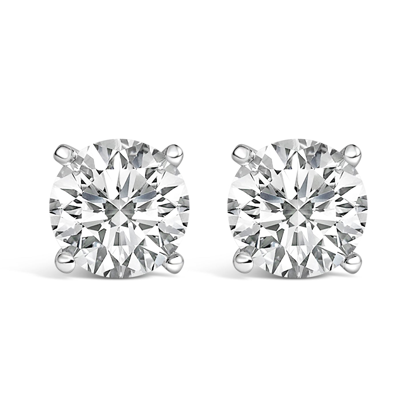 Pendientes de botón solitario de oro blanco de 14 quilates con diamantes cultivados en laboratorio de 2 1/2 quilates