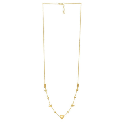 Collar Ajustable de Corazón Inflado de Oro Amarillo de 14k
