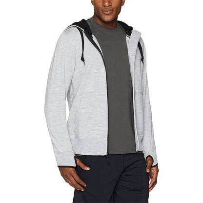 Sudadera con capucha de lana merino cepillada de hombre con cremallera completa - Gruesa