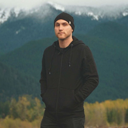 Sudadera con capucha de lana merino cepillada de hombre con cremallera completa - Gruesa