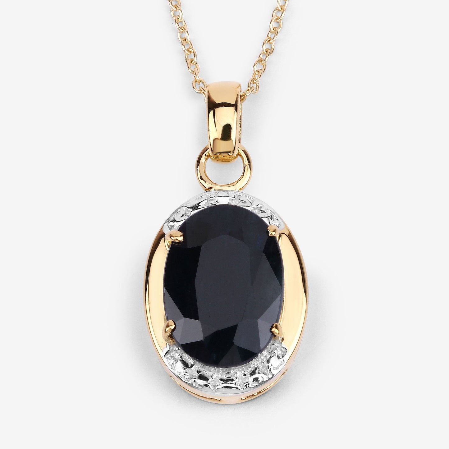 Colgante de plata de ley .925 con zafiro negro auténtico de 7,50 quilates