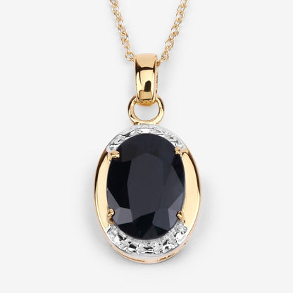 Colgante de plata de ley .925 con zafiro negro auténtico de 7,50 quilates