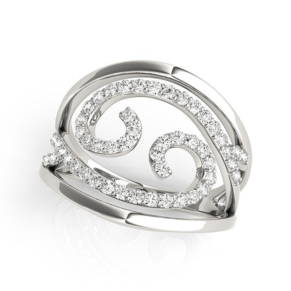 Anillo de diamantes con diseño en espiral en oro blanco de 14k (1/2 cttw)