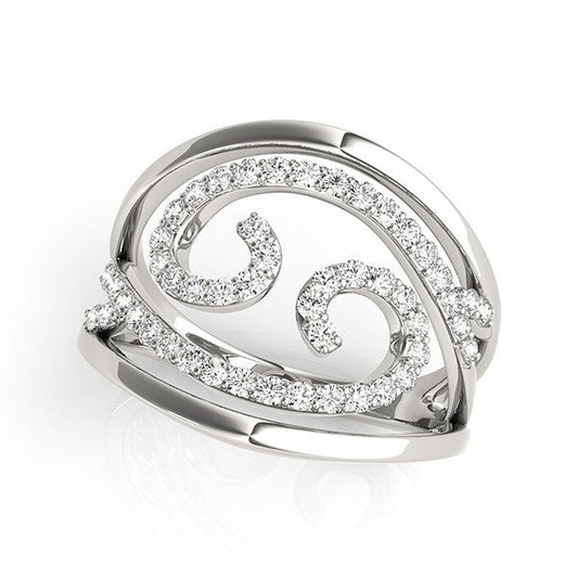 Anillo de diamantes con diseño en espiral en oro blanco de 14k (1/2 cttw)
