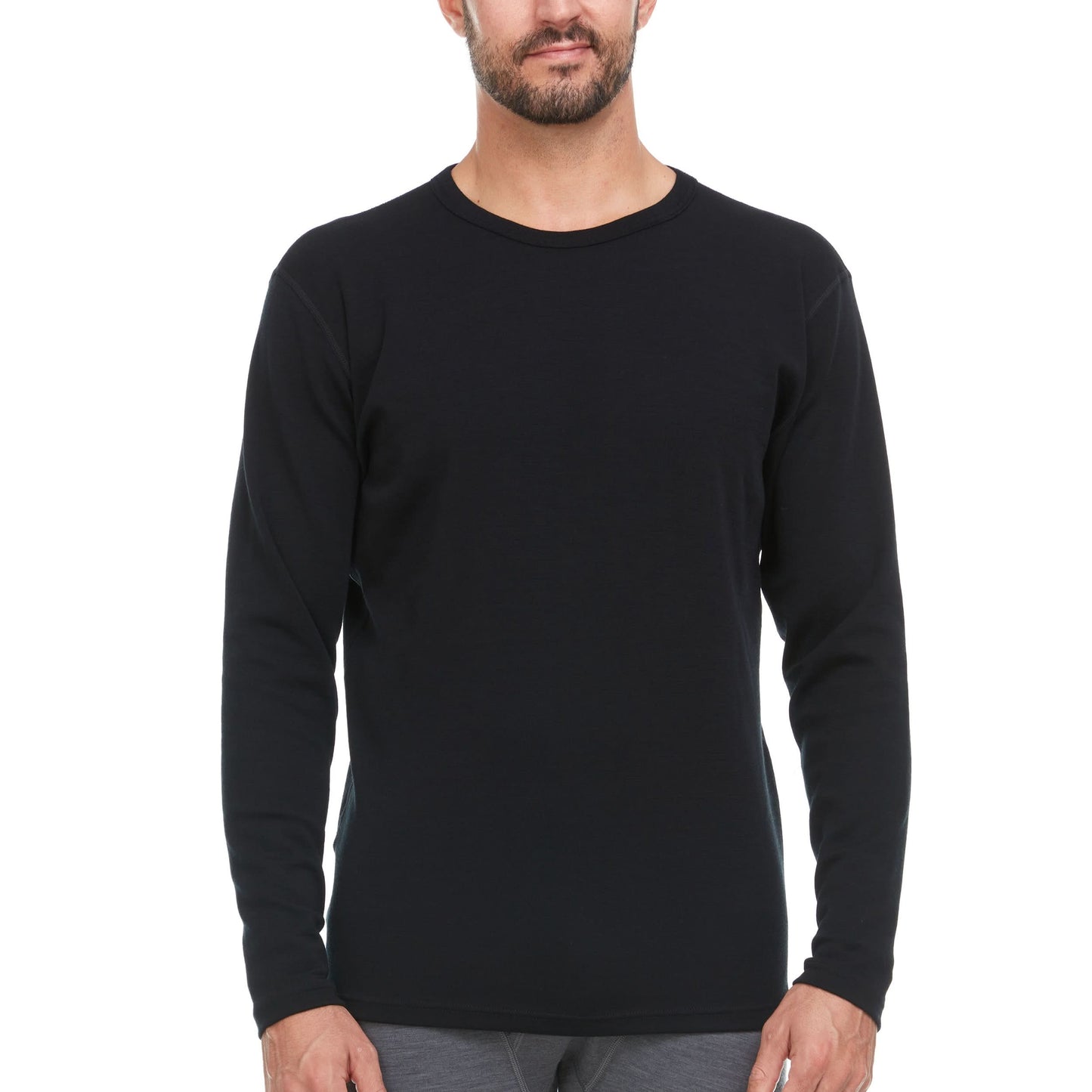 Camiseta térmica de lana para hombre, capa base de peso medio - 100% lana merino