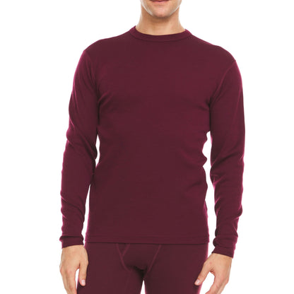 Camiseta térmica de lana para hombre, capa base de peso medio - 100% lana merino