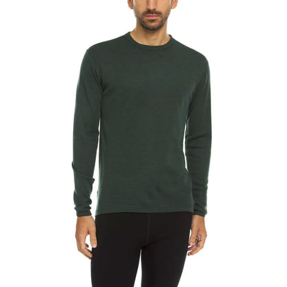 Camiseta térmica de lana para hombre, capa base de peso medio - 100% lana merino