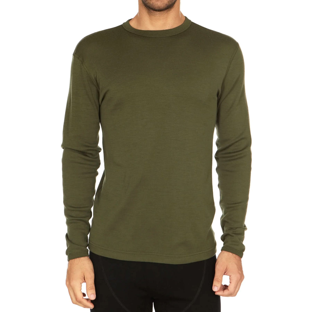 Camiseta térmica de lana para hombre, capa base de peso medio - 100% lana merino