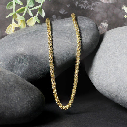 Cadena de trigo de oro amarillo de 14k y 2,8 mm de peso ligero