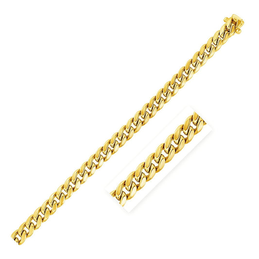 Cadena cubana Miami semirrígida de oro amarillo de 10 quilates (5.00 mm)