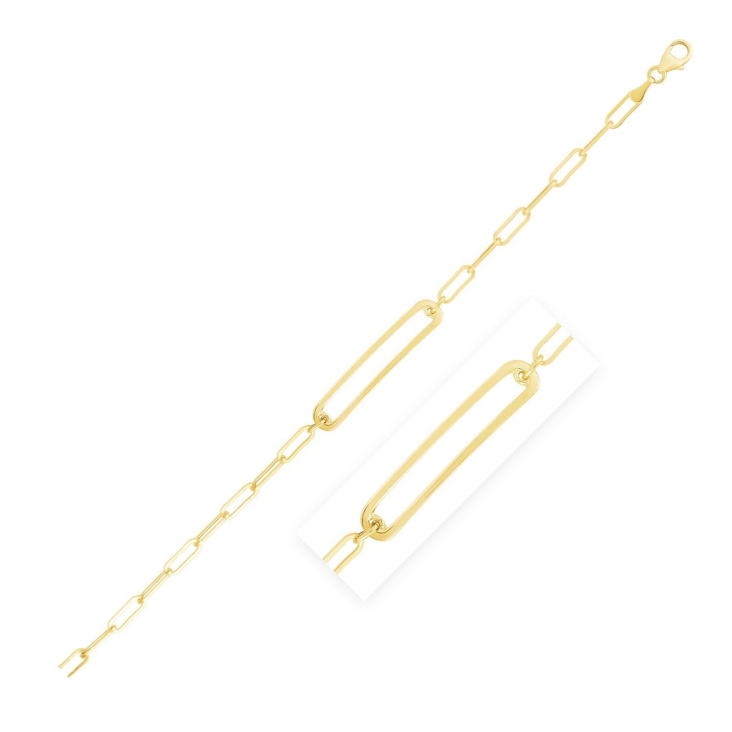 Pulsera de eslabones ovalados abierta y curvada de oro amarillo de 14 quilates de alto brillo