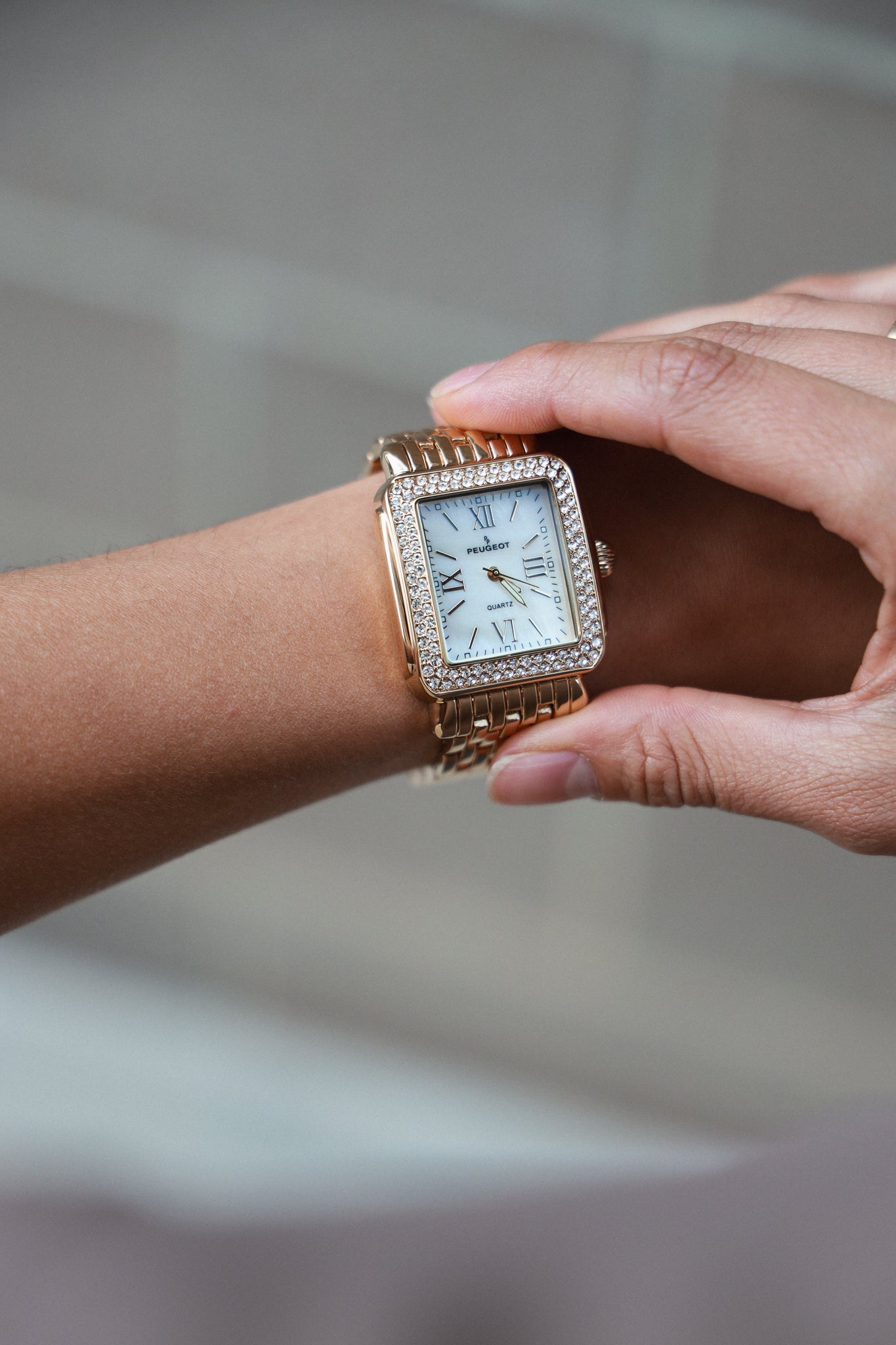 Women's 38X30mm Gold Tank Bracelet Watch Panther Link Bracelet