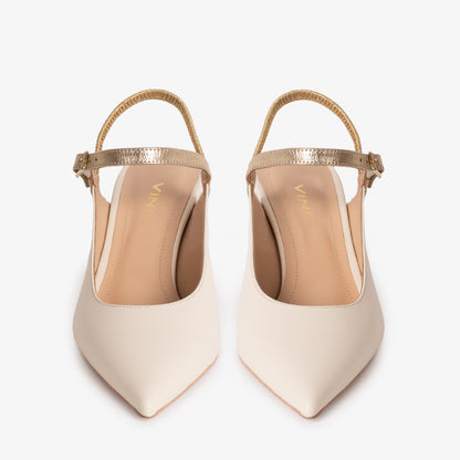 The Pompei Cream Leather Slingback Women Sandal