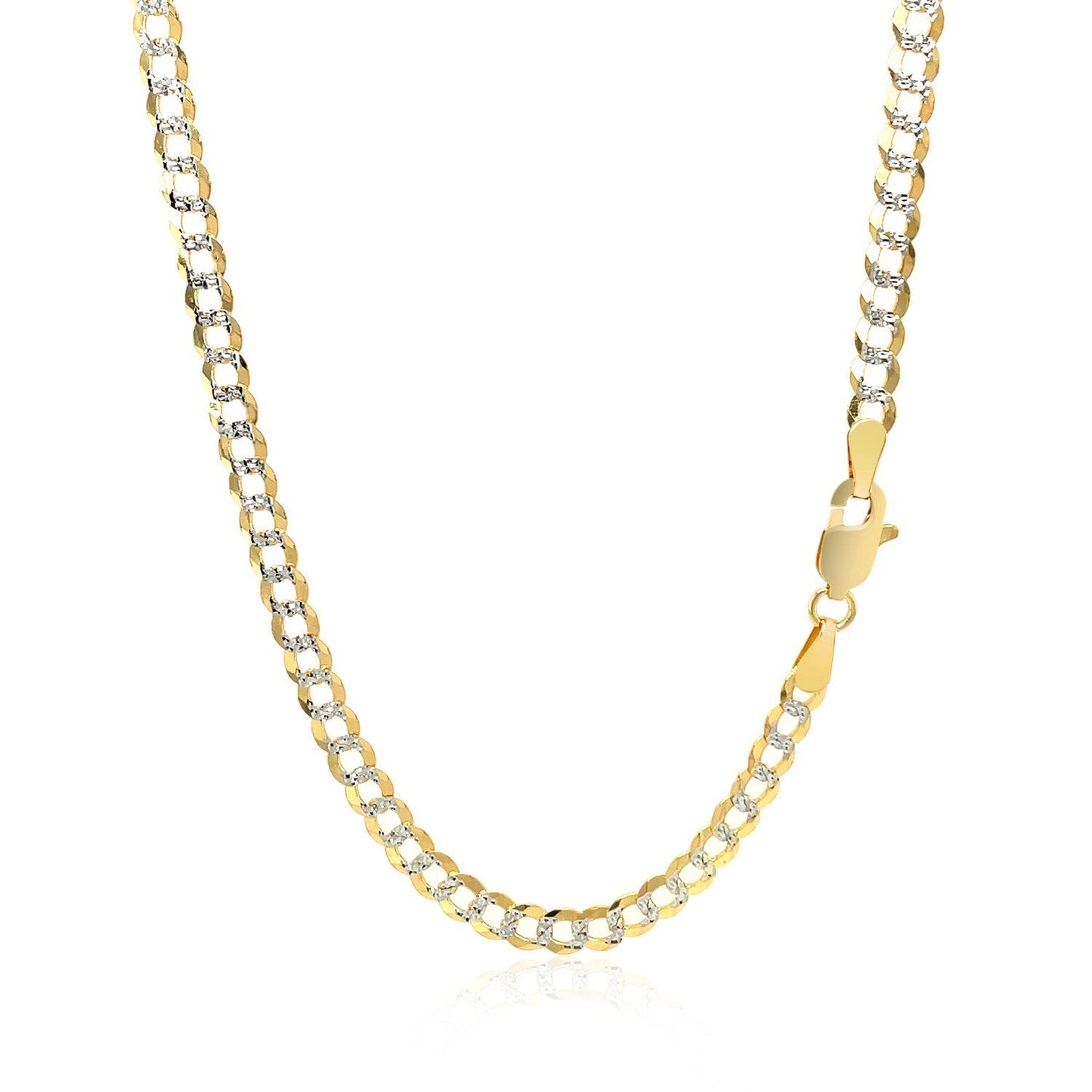 Cadena de eslabones cubanos pavé de oro de dos tonos de 14k y 3.6 mm