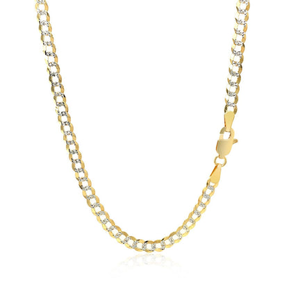 Cadena de eslabones cubanos pavé de oro de dos tonos de 14k y 3.6 mm