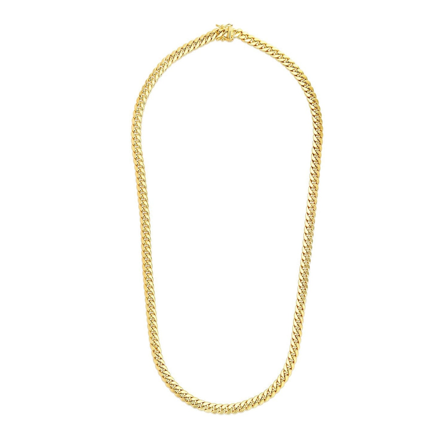 Cadena Cubana Miami Semisólida de Oro Amarillo de 14k y 6.9mm