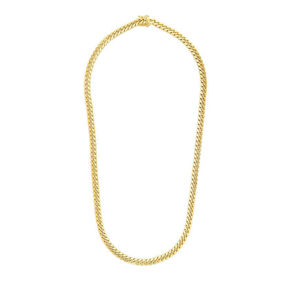 Cadena Cubana Miami Semisólida de Oro Amarillo de 14k y 6.9mm