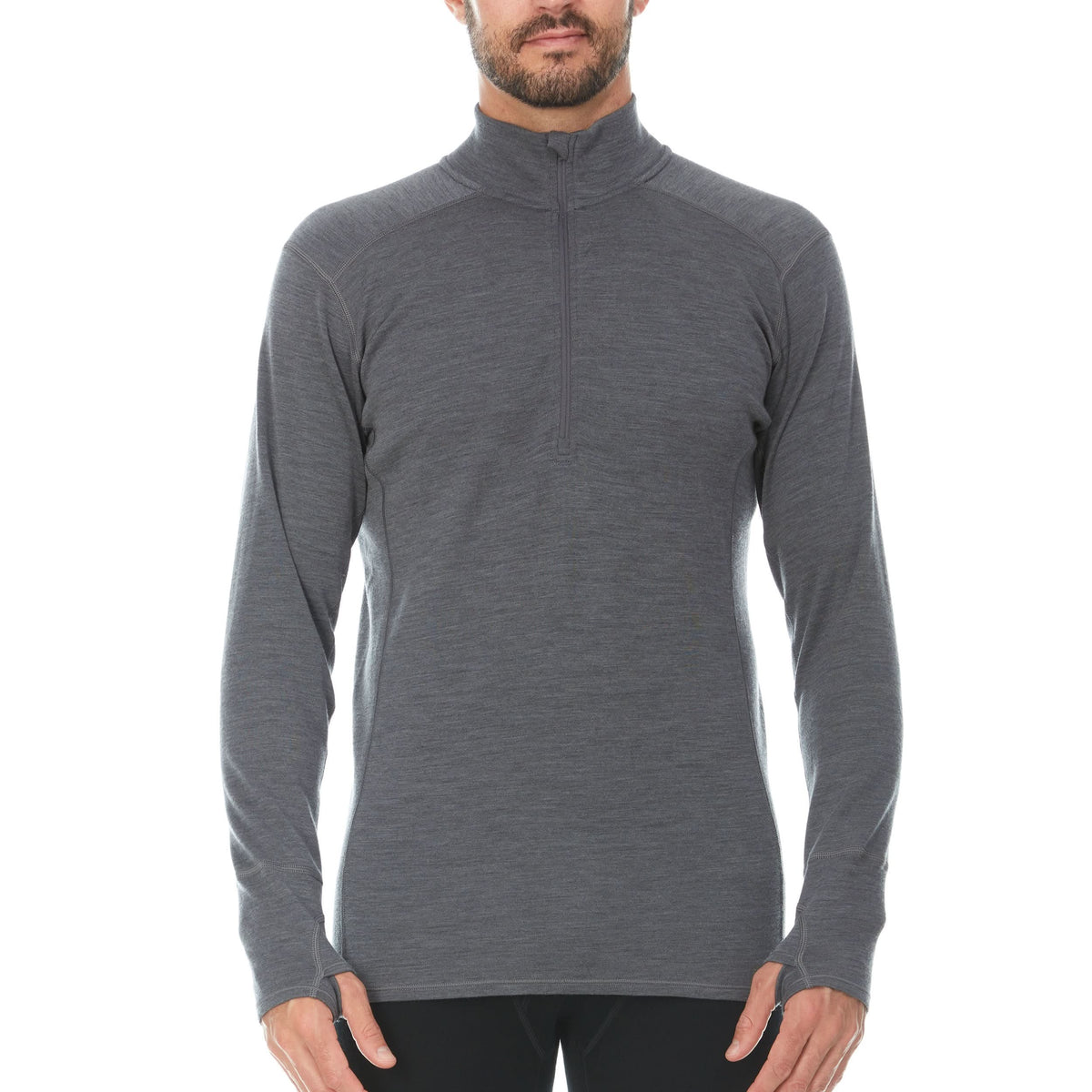 Cremallera de 1/4 de lana de peso medio para hombre - 100% lana merino