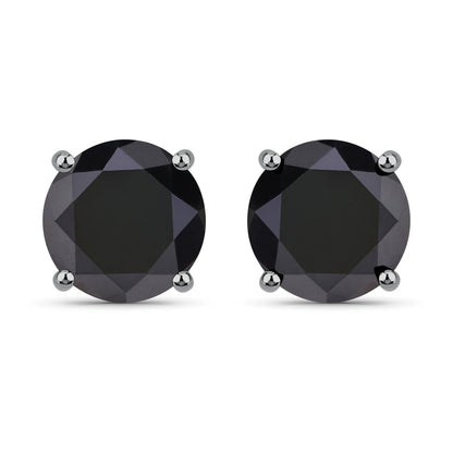 Pendientes de oro blanco de 14 quilates con diamantes negros genuinos de 4,91 quilates