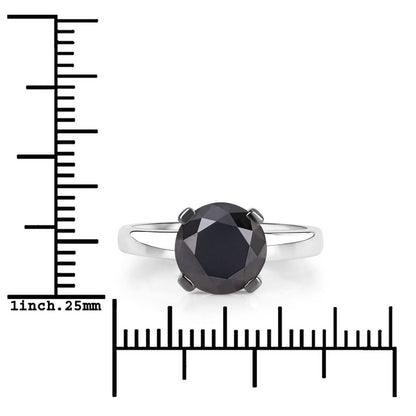 Anillo de oro blanco de 14K con diamante negro auténtico de 3.00 quilates