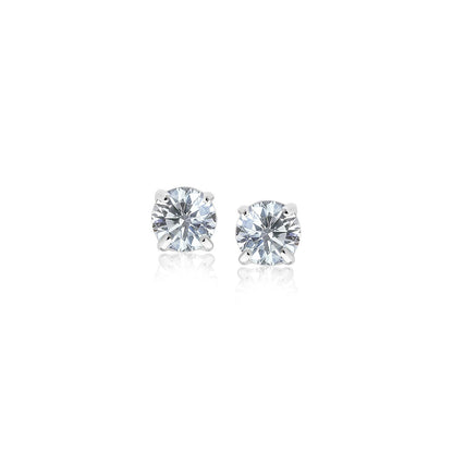 Pendientes de oro blanco de 14k con circonitas cúbicas blancas facetadas de 3 mm