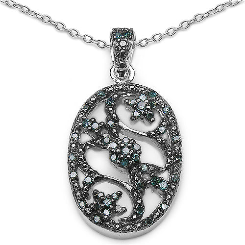 Colgante de plata esterlina .925 con diamante azul genuino de 0.28 quilates