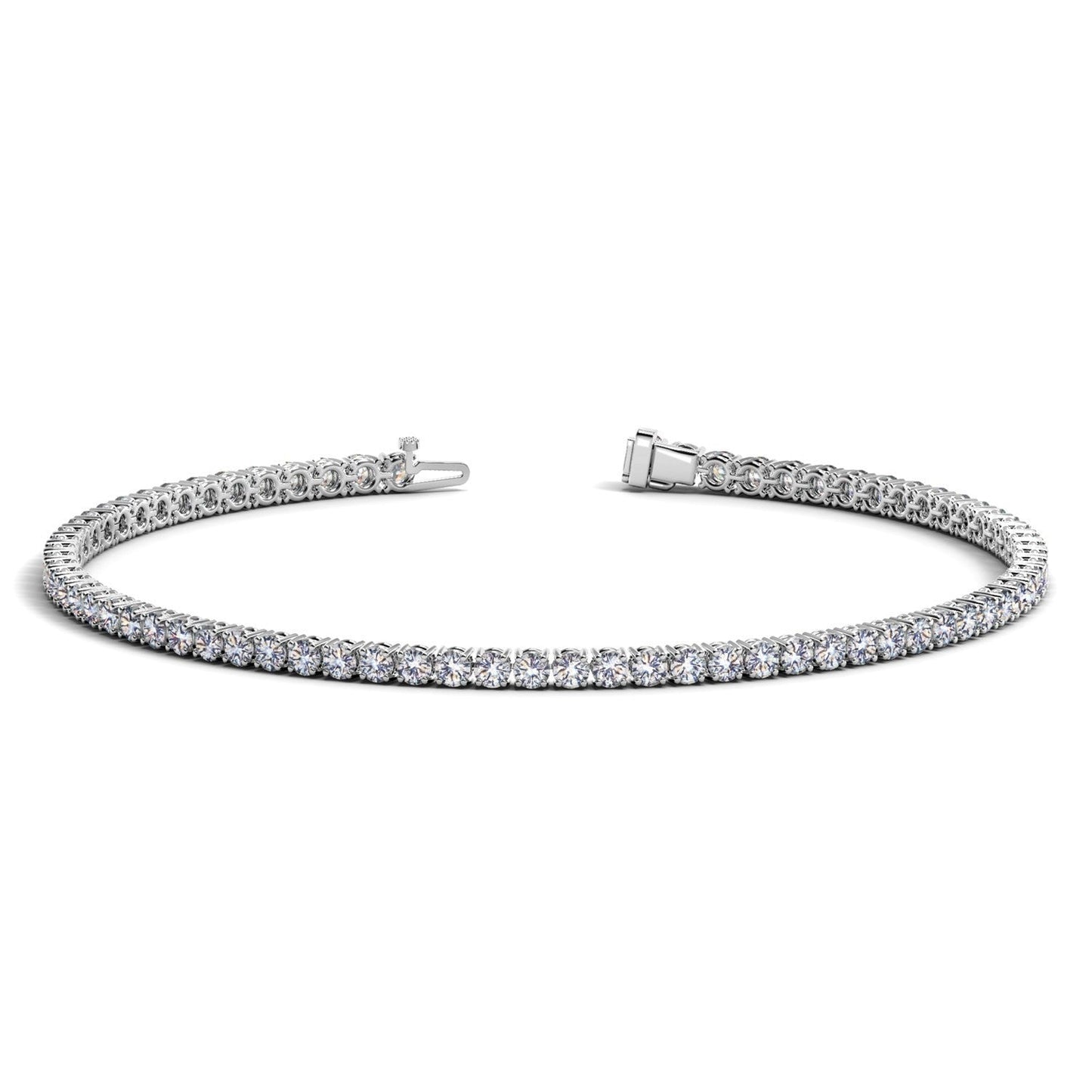 Pulsera de tenis con diamantes redondos cultivados en laboratorio, de oro blanco de 14k (2 ct. p.t. F/G VS2/SI1)
