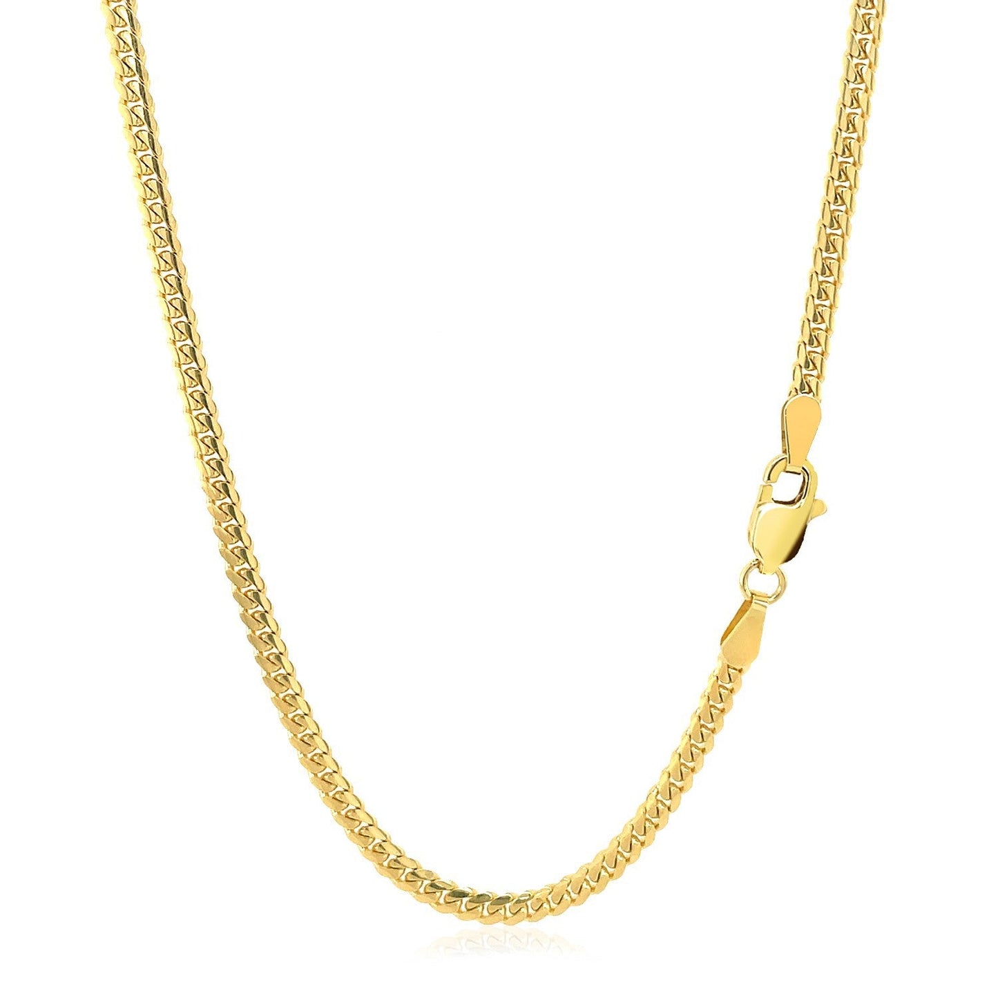 Cadena cubana clásica de oro amarillo de 14k macizo de 2.6mm
