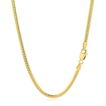 Cadena cubana clásica de oro amarillo de 14k macizo de 2.6mm